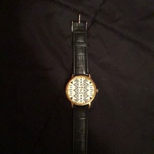 Black/White/Gold Aztec watch